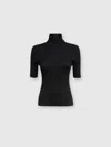 Missoni Short-sleeved Turtleneck In Glitter-effect Viscose In Black