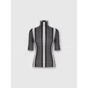 Missoni Short-sleeved Turtleneck In Striped Cotton And Viscose In Black & White