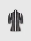 Missoni Short-sleeved Turtleneck In Striped Cotton And Viscose In Black,white