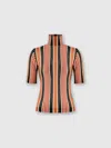 Missoni Turtleneck Striped Short-sleeve Sweater In Multicoloured