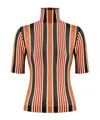 Missoni Turtleneck Striped Short-sleeve Sweater In Nude