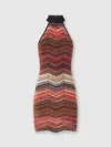 Missoni Kurzes Ärmelloses Chevron-lamé-kleid Mit Pailletten Und Neckholder-ausschnitt In Multicoloured