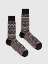 Missoni Short Socks In 100% Cotton With Striped Zig-zag Pattern.