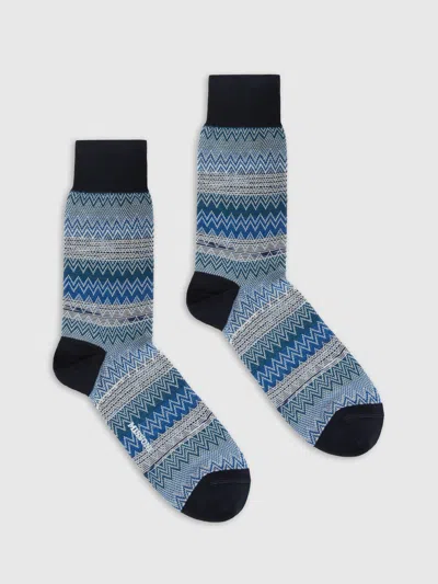 Missoni Short Socks In 100% Cotton With Striped Zig-zag Pattern.