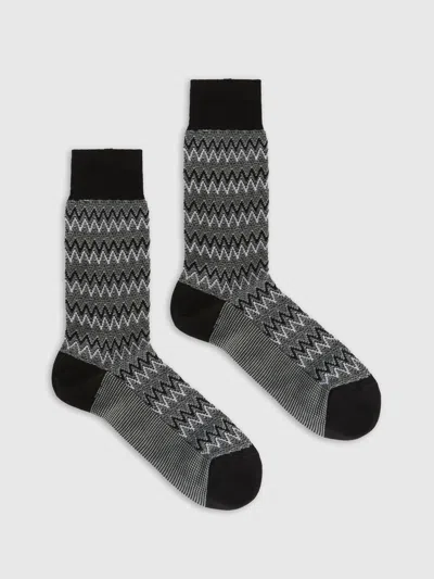 Missoni Short Socks In Cotton Blend With Zig-zag Pattern.