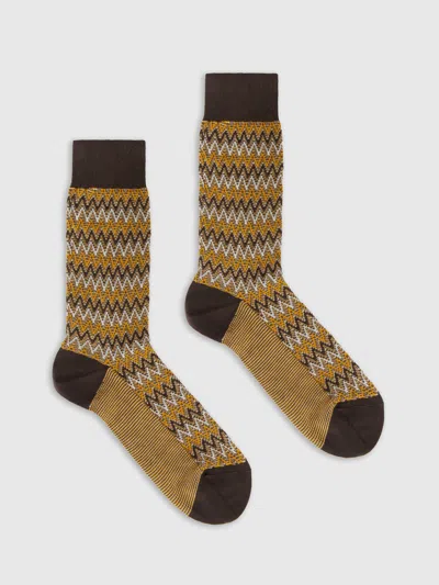 Missoni Short Socks In Cotton Blend With Zig-zag Pattern.