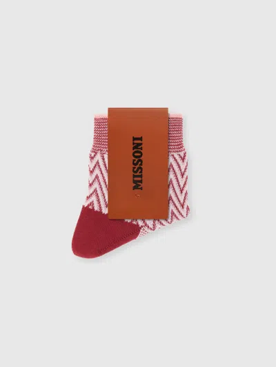 Missoni Short Zig Zag Cotton Socks In Multicoloured
