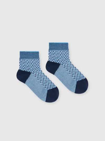 Missoni Short Zig Zag Cotton Socks In Multicoloured