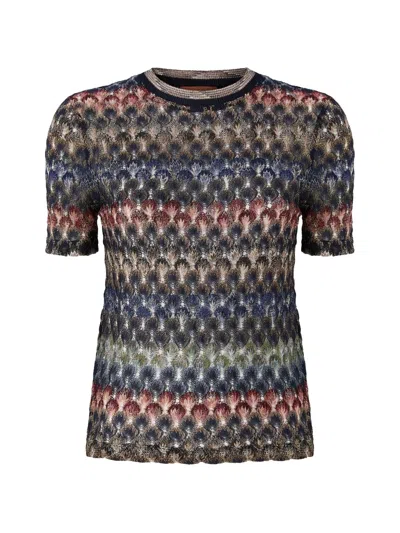 Missoni Short-sleeve Crew-neck Top In Multi