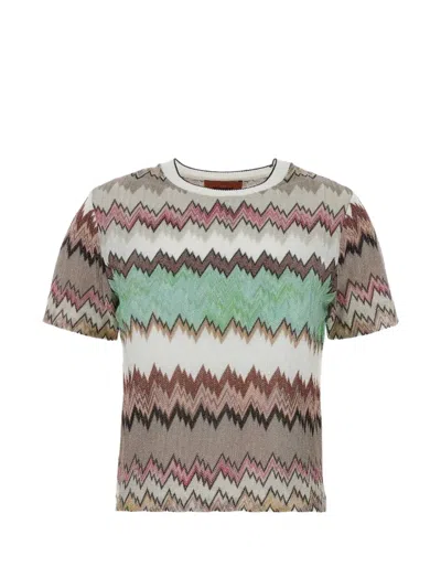 Missoni Embroidered Viscose T-shirt In Multi