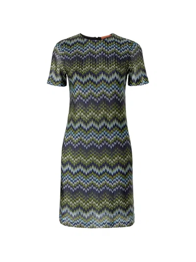 Missoni Short-sleeve Viscose Mini Dress In Multi