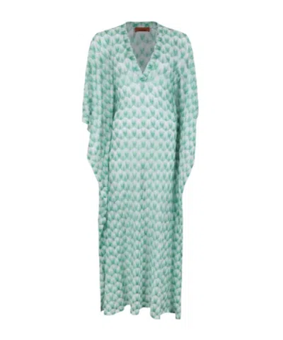 Missoni Short-sleeved Long Dress In Green