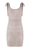 Missoni Shoulder Tie Knit Bodycon Dress In Neutral