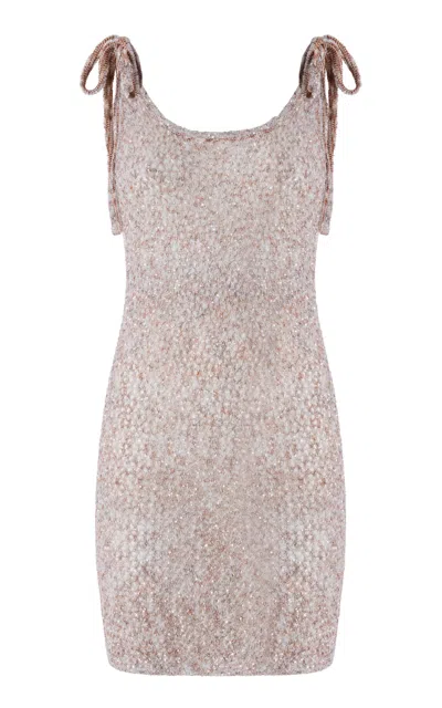 Missoni Shoulder Tie Knit Bodycon Dress In Neutral