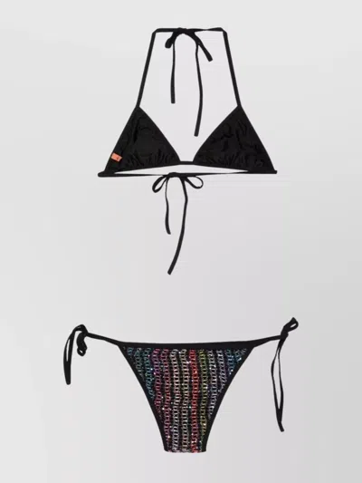 Missoni Side-tie Triangle Halter Top & Bottoms In Black