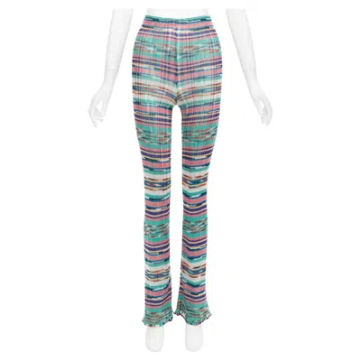 Pre-owned Missoni Signature Colorful Psychedelic Stripe High Waisted Flared Pants It38 Xs In Gray