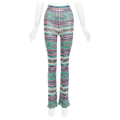 Pre-owned Missoni Signature Colorful Psychedelic Stripe High Waisted Flared Pants It38 Xs In Gray