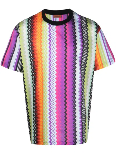 Missoni T-shirt Mit Zickzackmuster In Black