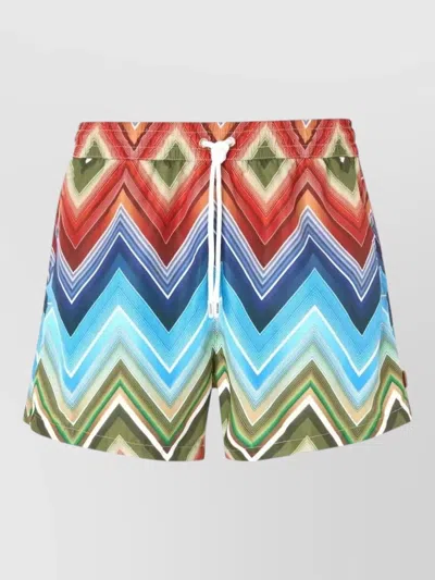 Missoni Signature Zigzag Pattern Mid Length Swim Shorts In Multi