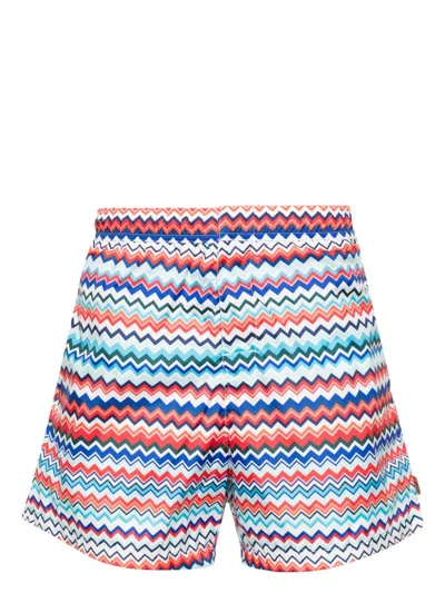 Missoni Signature Zickzack-badeshorts In 红色