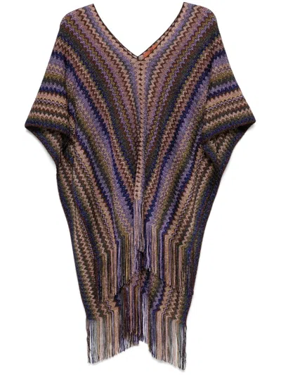 Missoni Signature-zigzag-woven Poncho In Multicolor