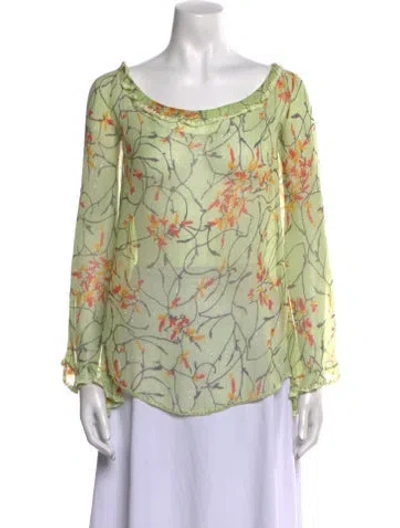Pre-owned Missoni Silk Floral Print Blouse In Green