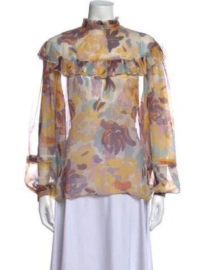 Pre-owned Missoni Silk Floral Print Blouse In Multicolor