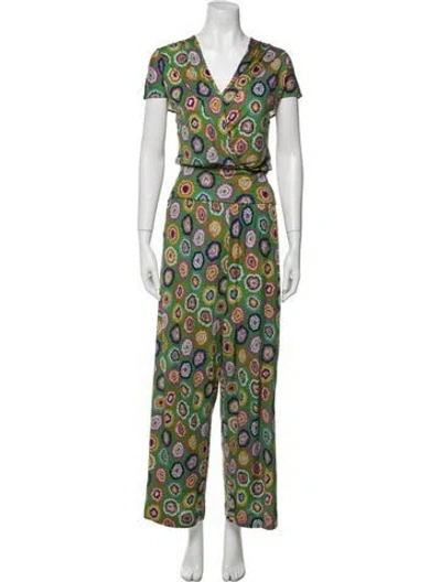 Pre-owned Missoni Silk Floral Print Pant Set In Green