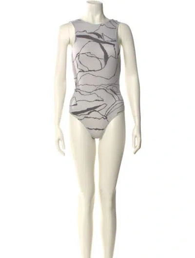 Pre-owned Missoni Silk Graphic Print Bodysuit In Neutral