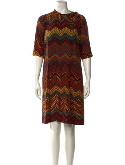 Pre-owned Missoni Silk Knee-length Dress In Brown