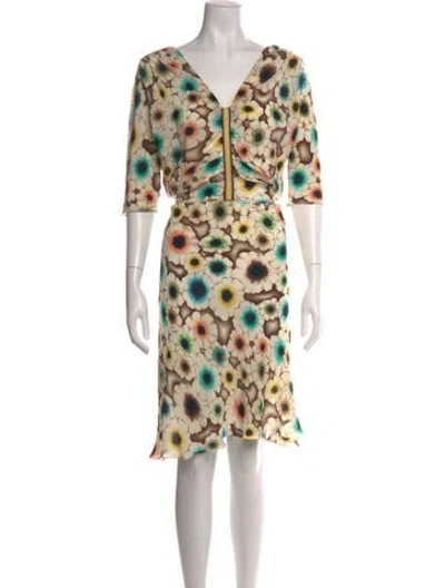 Pre-owned Missoni Silk Knee-length Dress In Neutral
