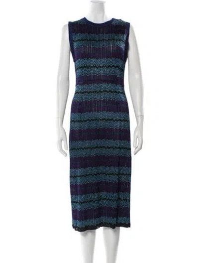 Pre-owned Missoni Silk Midi Length Dress In Blue