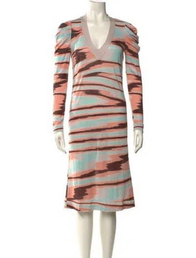 Pre-owned Missoni Silk Midi Length Dress In Pink