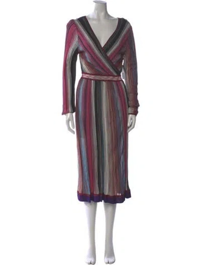 Pre-owned Missoni Silk Midi Length Dress In Pink