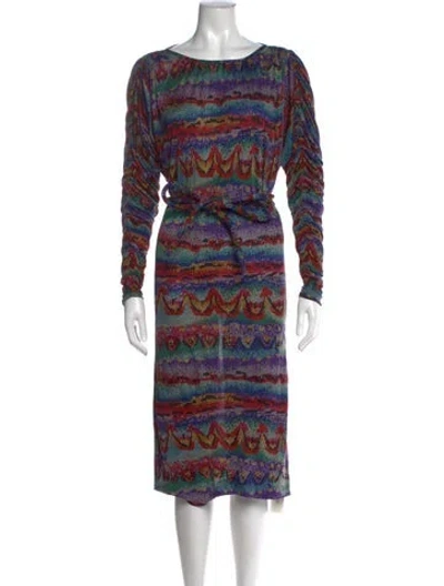 Pre-owned Missoni Silk Midi Length Dress In Purple