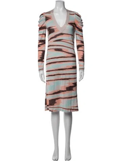 Pre-owned Missoni Silk Midi Length Dress W/ Tags In Brown