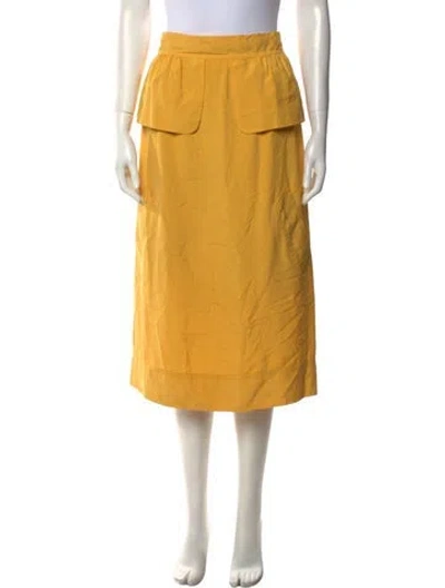Pre-owned Missoni Silk Midi Length Skirt In Yellow