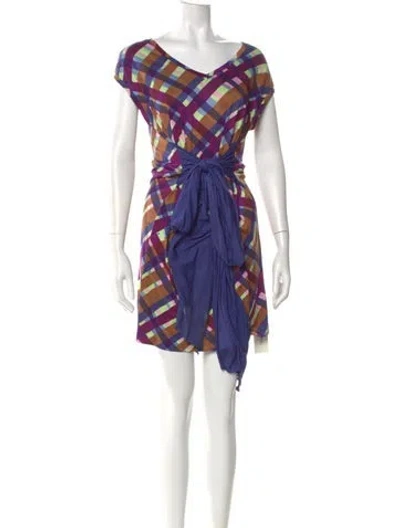 Pre-owned Missoni Silk Mini Dress In Blue