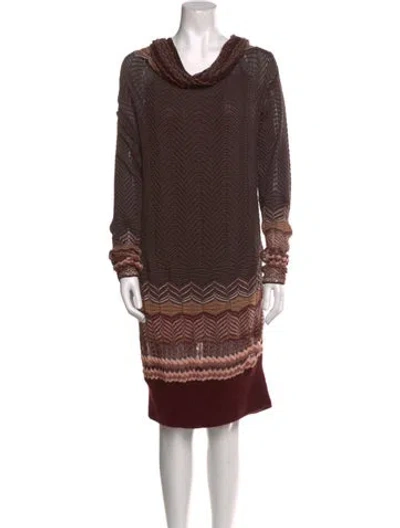 Pre-owned Missoni Silk Mini Dress In Burgundy