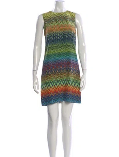 Pre-owned Missoni Silk Mini Dress In Green