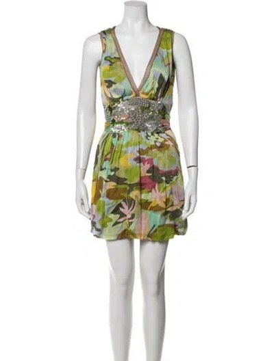 Pre-owned Missoni Silk Mini Dress In Yellow