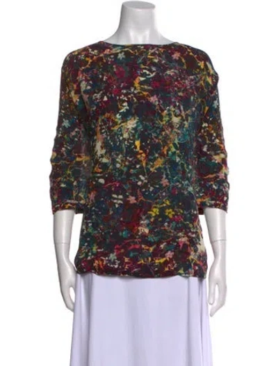 Pre-owned Missoni Silk Printed Blouse In Blue