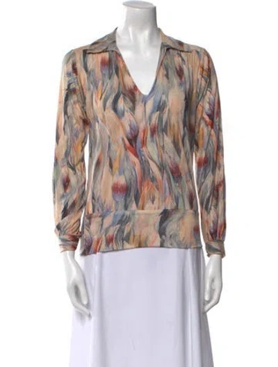Pre-owned Missoni Silk Printed Blouse In Neutral