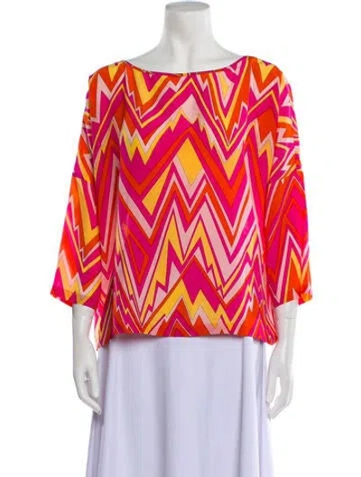 Pre-owned Missoni Silk Printed Blouse W/ Tags In Pink