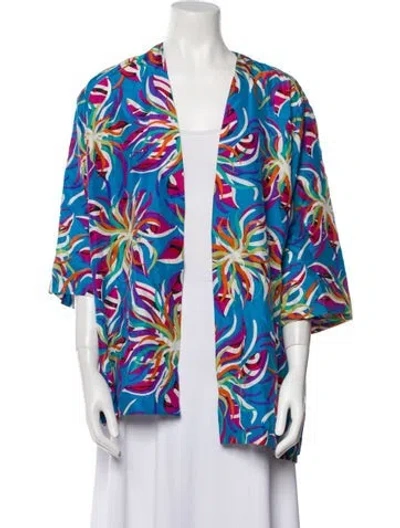 Pre-owned Missoni Silk Printed Jacket In Blue