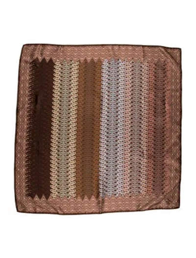 Pre-owned Missoni Silk Printed Scarf In Brown