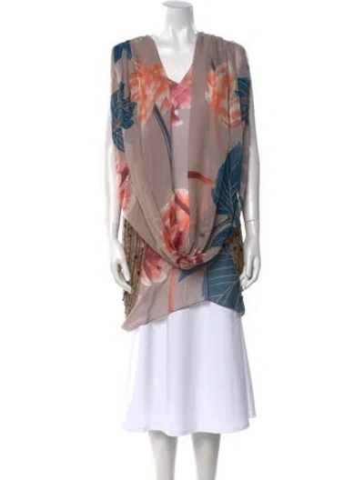 Pre-owned Missoni Silk Printed Tunic W/ Tags In Neutral