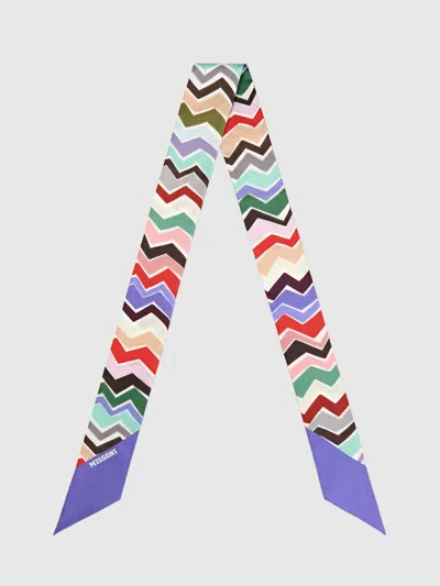Missoni Silk Scarf With Irregular Zig Zag Pattern In Multicoloured