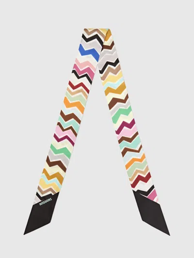 Missoni Silk Scarf With Irregular Zig Zag Pattern In Multicoloured