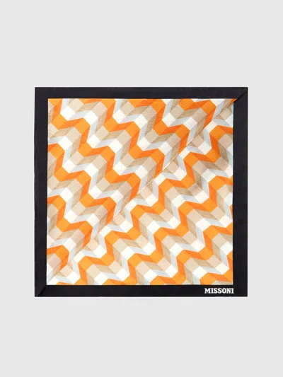 Missoni Silk Scarf With Printed Logo In Multi